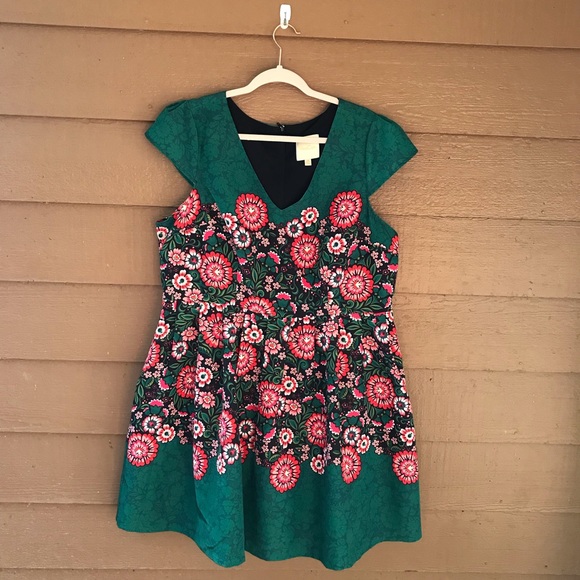 green dress with red flowers